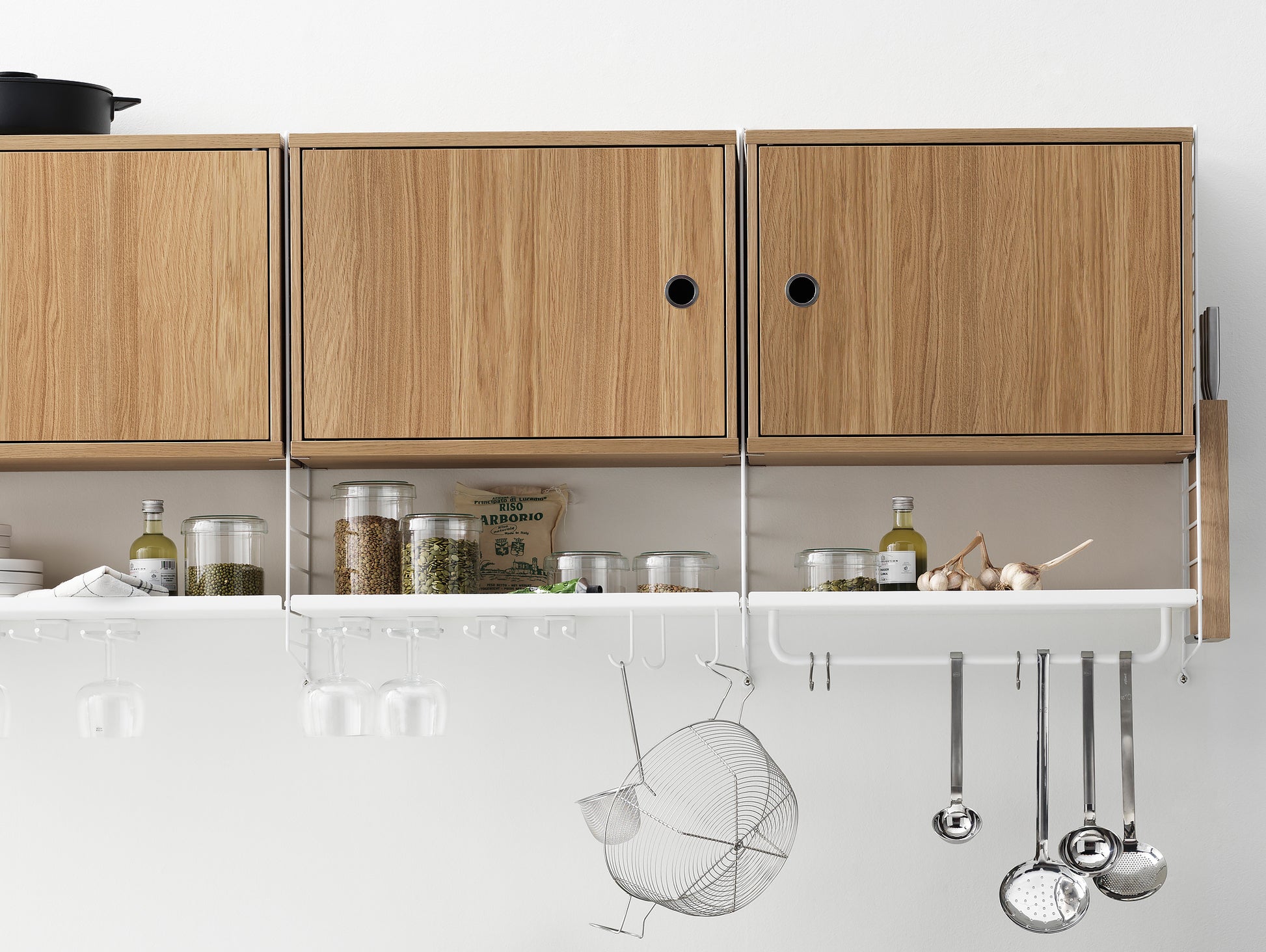 String System Cabinet with Swing Doors - Oak