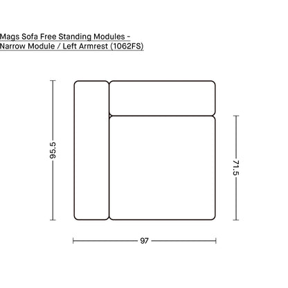 Mags Sofa - Free Standing Modules by HAY - Narrow Module / Left Armrest (1062FS)