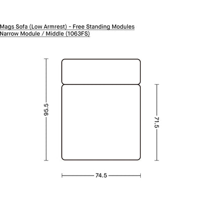 Mags Sofa (Low Armrest) - Free Standing Modules by HAY / Narrow Module / Middle (1063FS)