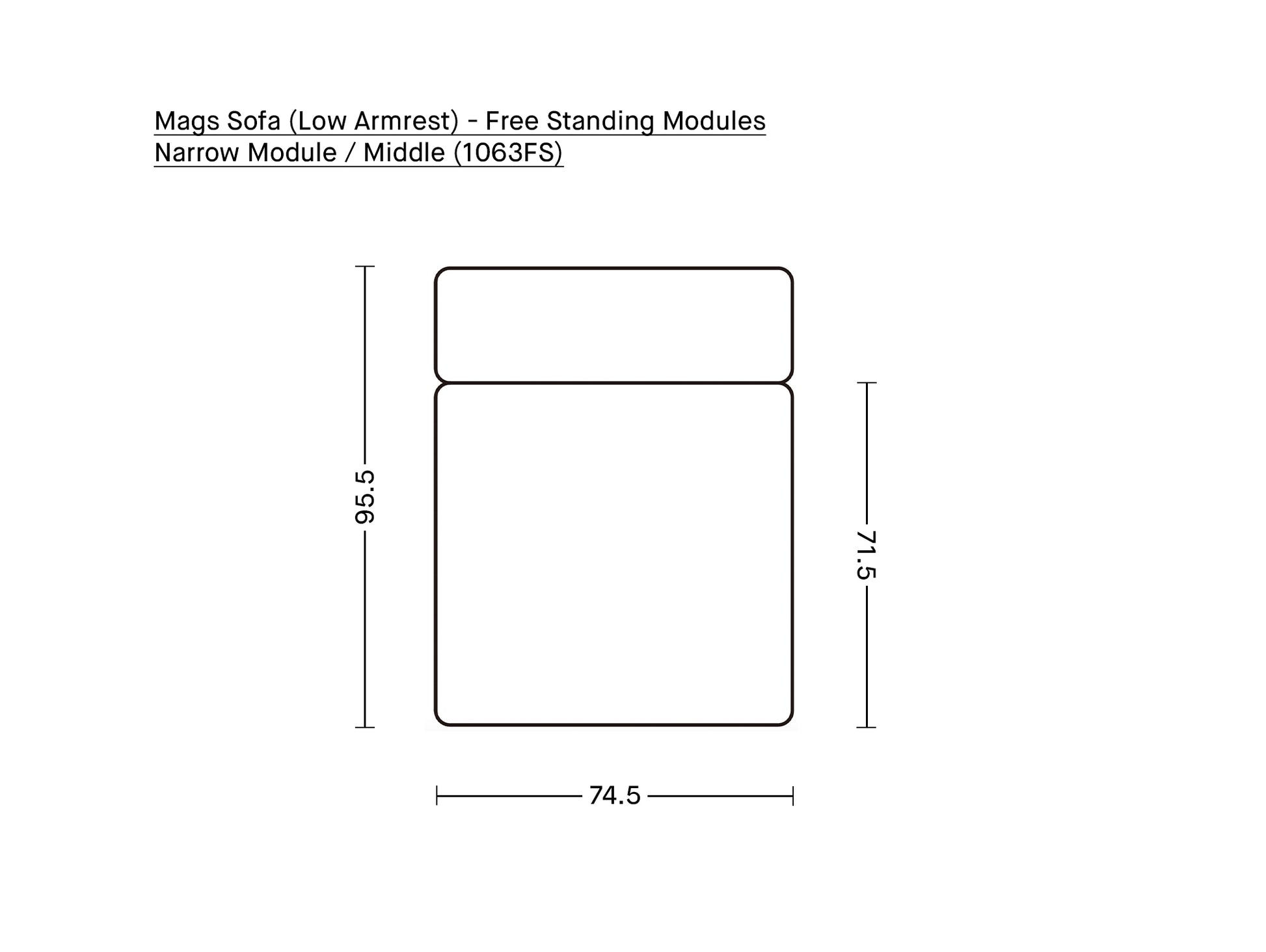 Mags Sofa (Low Armrest) - Free Standing Modules by HAY / Narrow Module / Middle (1063FS)