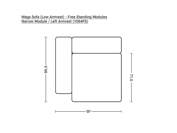 Mags Sofa (Low Armrest) - Free Standing Modules by HAY / Narrow Module / Left Armrest (1064FS)