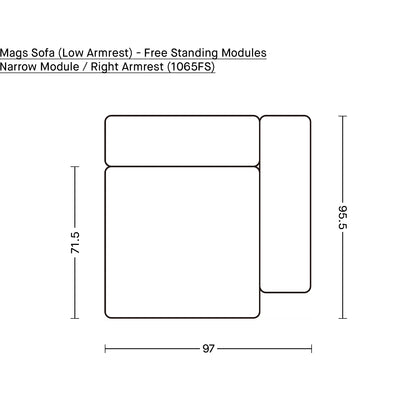 Mags Sofa (Low Armrest) - Free Standing Modules by HAY / Narrow Module / Right Armrest (1065FS)