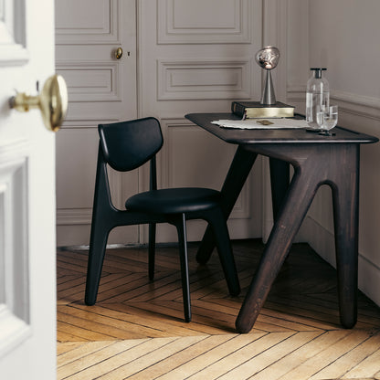 Slab Dining Chair Upholstered by Tom Dixon - Black Lacquered Oak / Black Leather