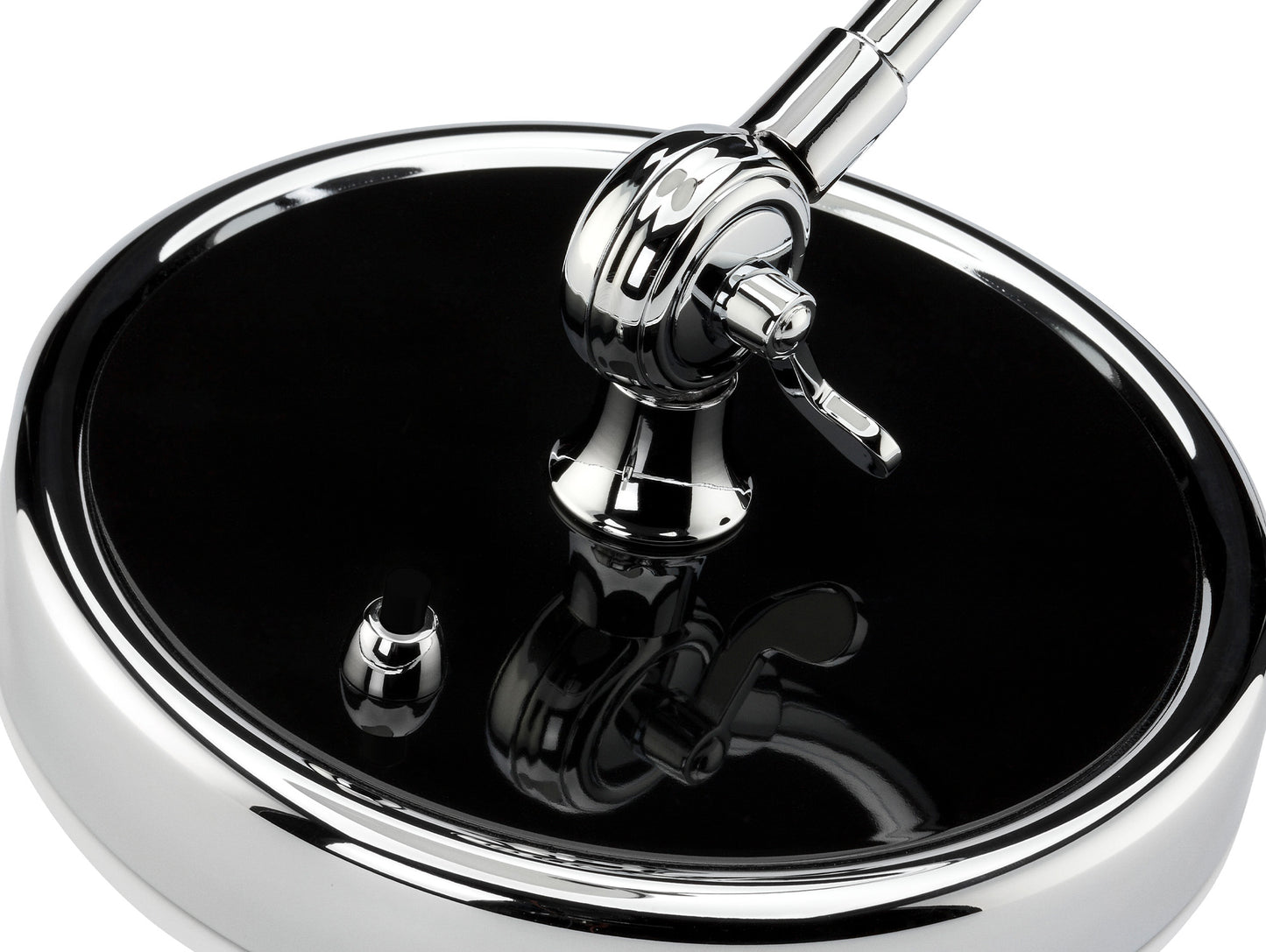 Kaiser Idell Luxus Table Lamp by Fritz Hansen - High Gloss Black Shade with Chrome Base