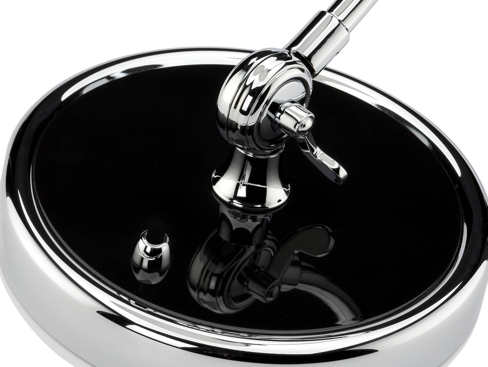 Kaiser Idell Luxus Table Lamp by Fritz Hansen - High Gloss Black Shade with Chrome Base