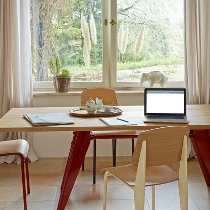 EM Table by Vitra - Solid Oak Tabletop / Japanese Red Base