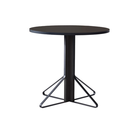 Kaari Table Round by Artek - Tabletop Diameter: 80 cm (REB 003) / Linoleum Black Tabletop / Black Lacquered Oak Base