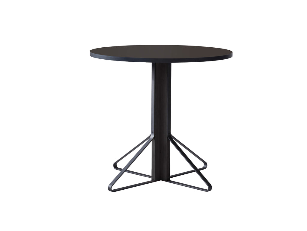 Kaari Table Round by Artek - Tabletop Diameter: 80 cm (REB 003) / Linoleum Black Tabletop / Black Lacquered Oak Base
