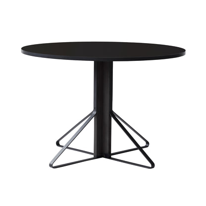 Kaari Table Round by Artek - Tabletop Diameter: 110 cm (REB 004) / Black Gloss HPL Tabletop / Black Lacquered Oak Base