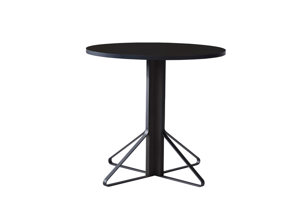 Kaari Table Round by Artek - Tabletop Diameter: 80 cm (REB 003) / Black Gloss HPL Tabletop / Black Lacquered Oak Base