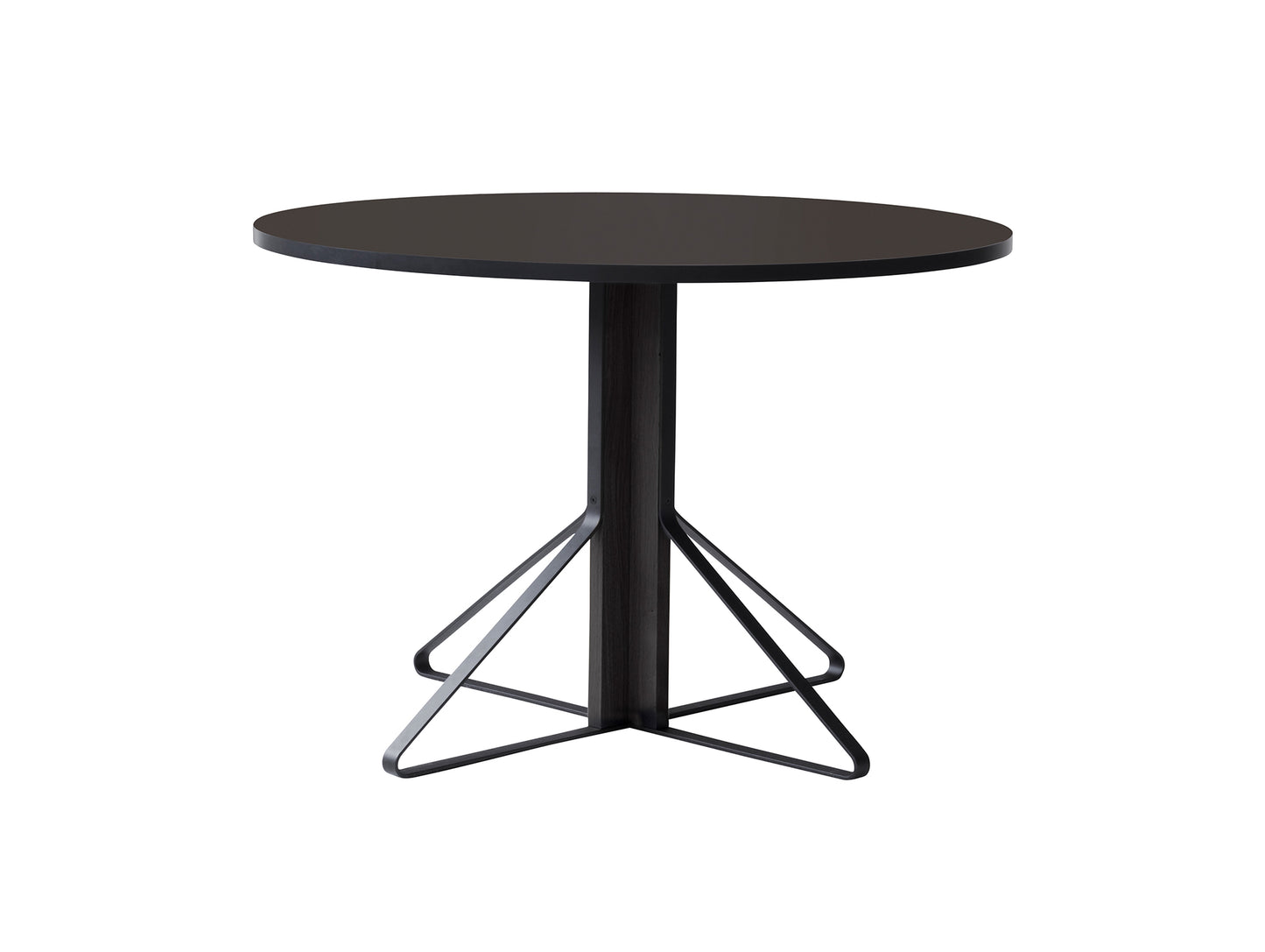 Kaari Table Round by Artek - Tabletop Diameter: 110 cm (REB 004) / Linoleum Black Tabletop / Black Lacquered Oak Base
