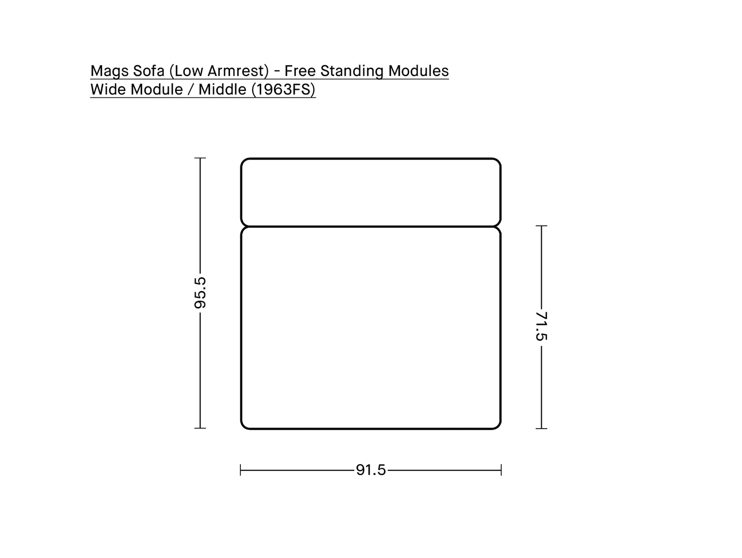 Mags Sofa (Low Armrest) - Free Standing Modules by HAY / Wide Module / Middle (1963FS)