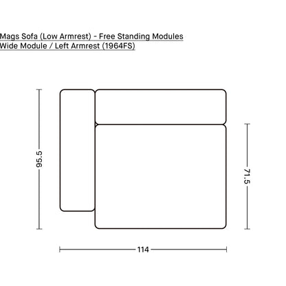 Mags Sofa (Low Armrest) - Free Standing Modules by HAY / Wide Module / Left Armrest (1964FS)
