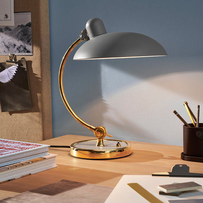 Kaiser Idell Luxus Table Lamp by Fritz Hansen - Matt Easy Grey Shade with Brass Base