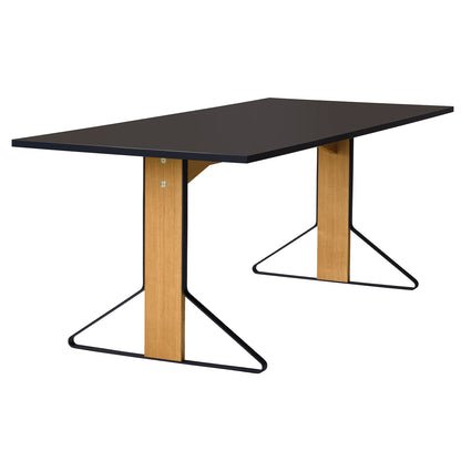 Kaari Table Rectangular by Artek - 200 x 85 cm (REB 001) / Linoleum Black Tabletop / Natural Oak Base