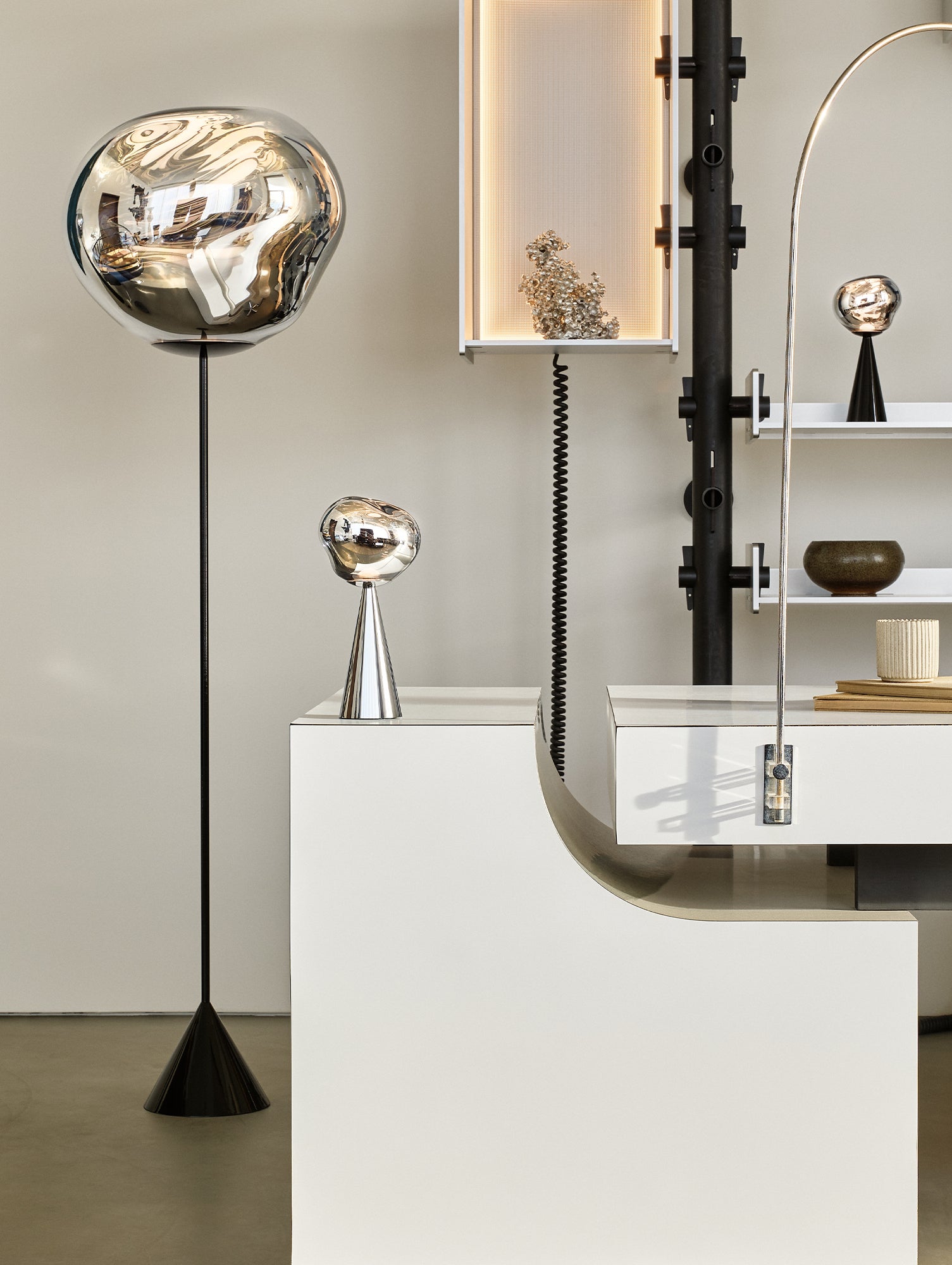 Melt LED Cone Slim Floor Lamp by Tom Dixon - Silver
