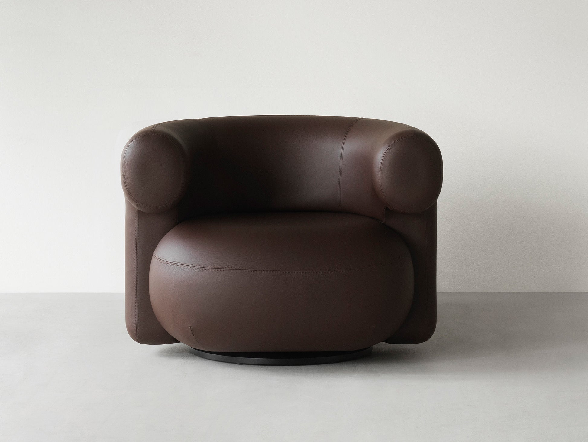 Burra Lounge Chair by Normann Copenhagen - Swivel Base with Return / Ultra Leather 41589