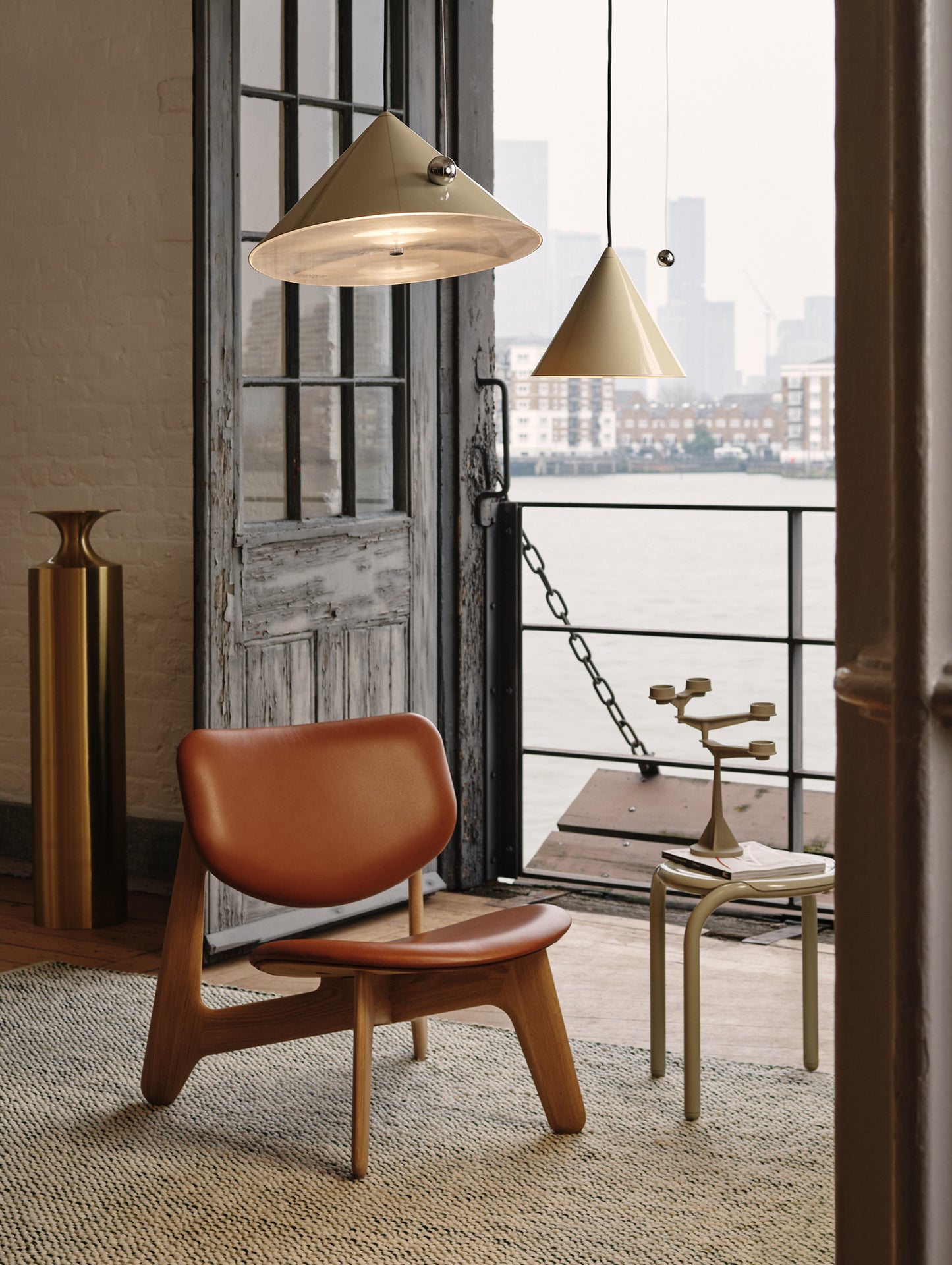Slab Lounge Chair by Tom Dixon - Natural Oak / Leather Cognac