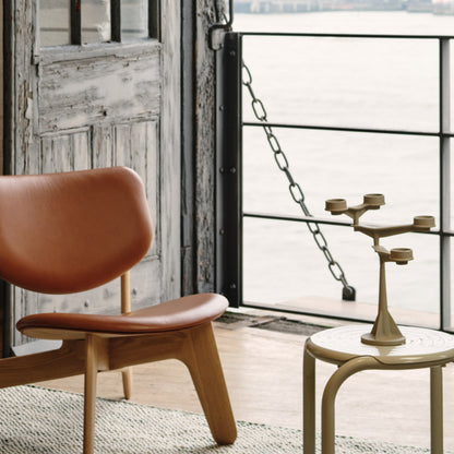 Slab Lounge Chair by Tom Dixon - Natural Oak / Leather Cognac