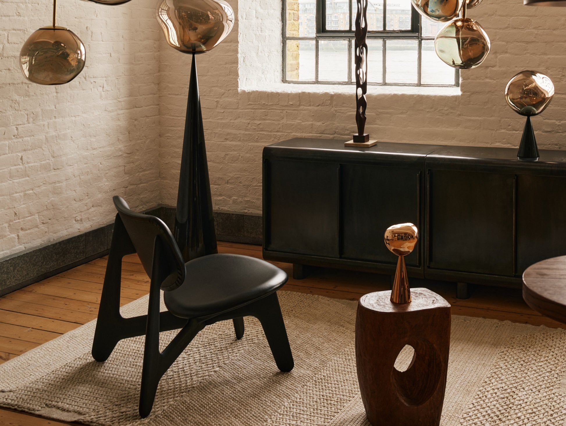 Slab Lounge Chair by Tom Dixon - Black Oak / Leather Black