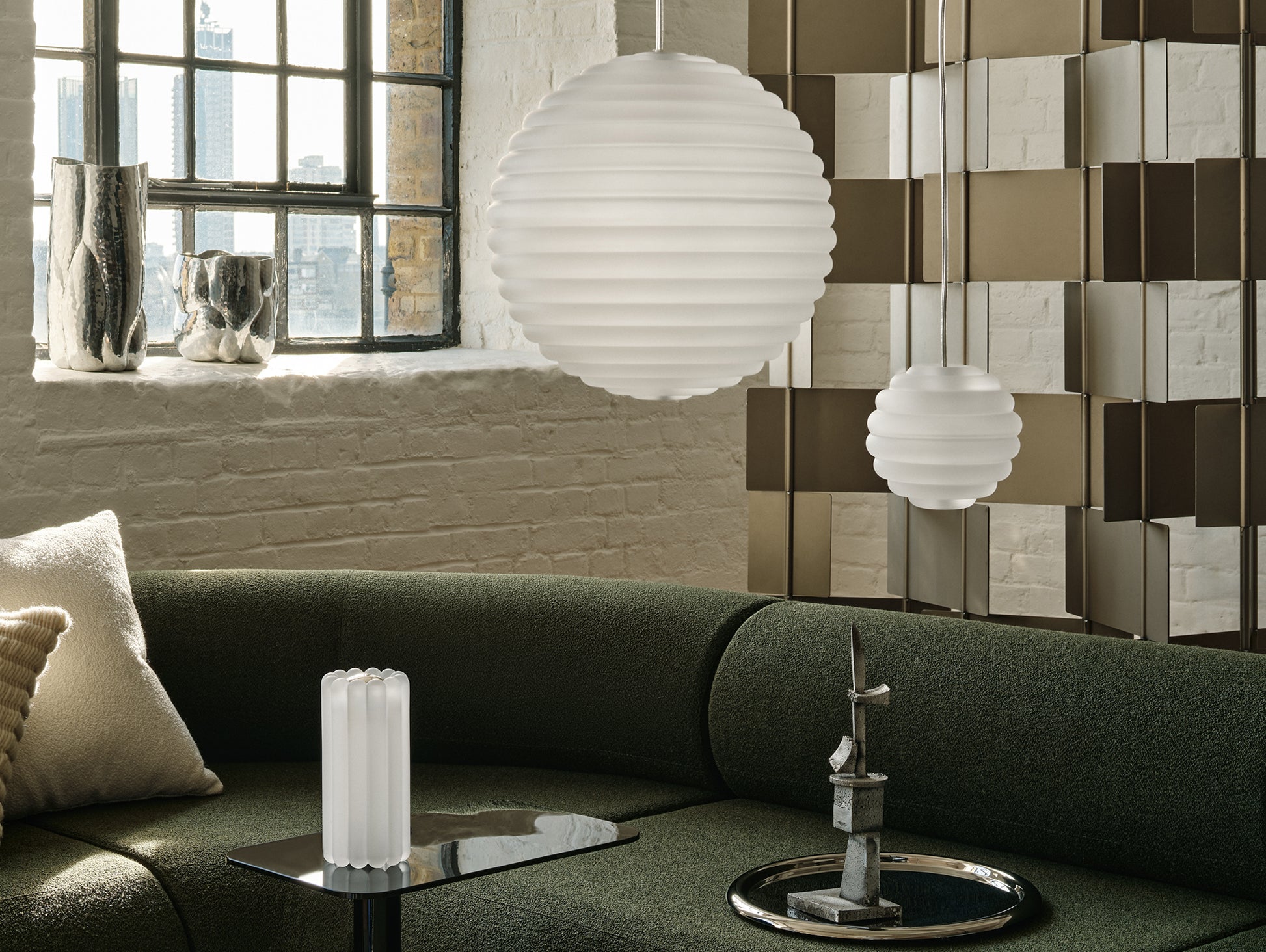 Press Sphere LED Pendant Light (Frosted) by Tom Dixon