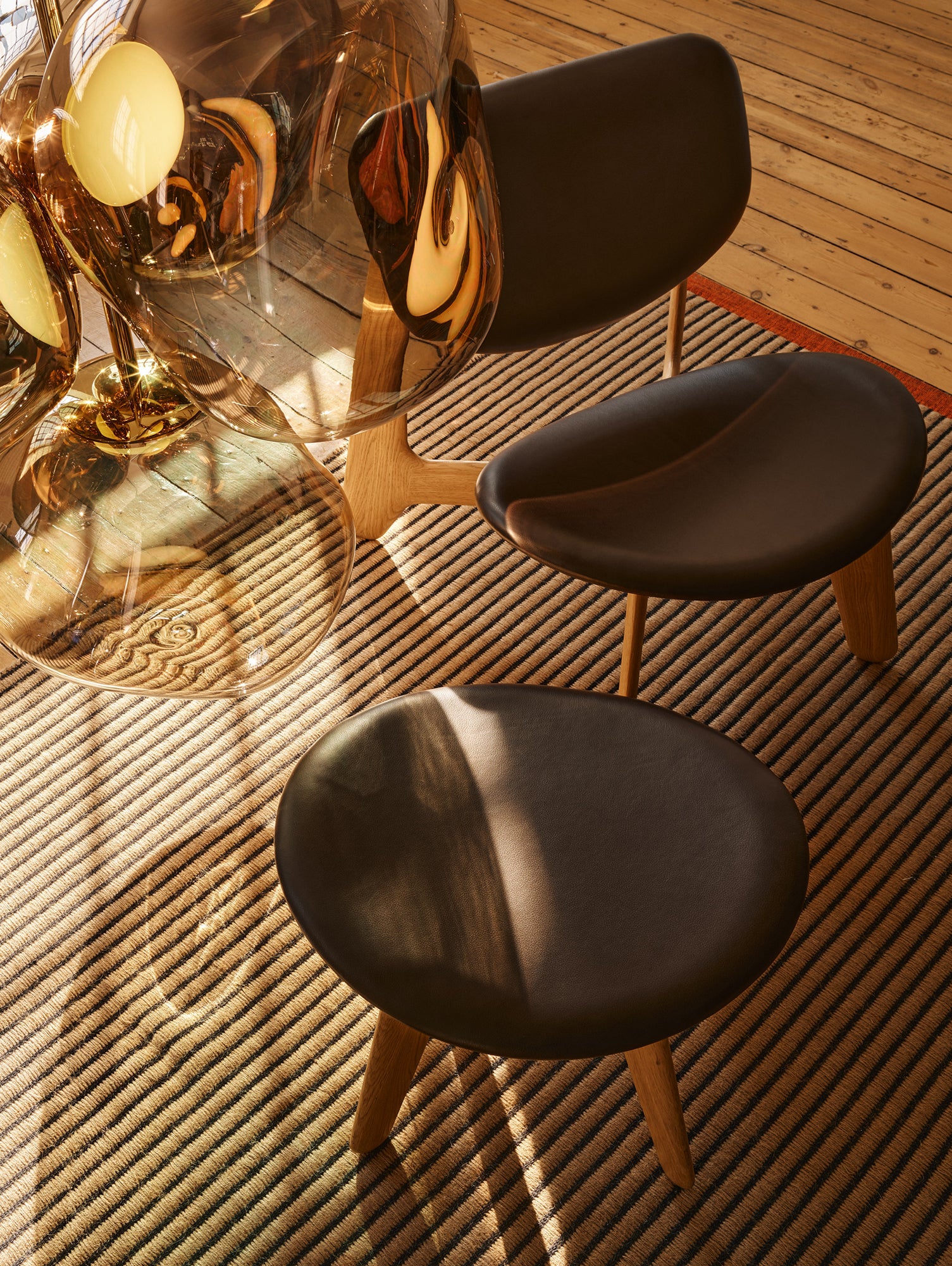 Slab Lounge Chair by Tom Dixon - Natural Oak / Leather Choko