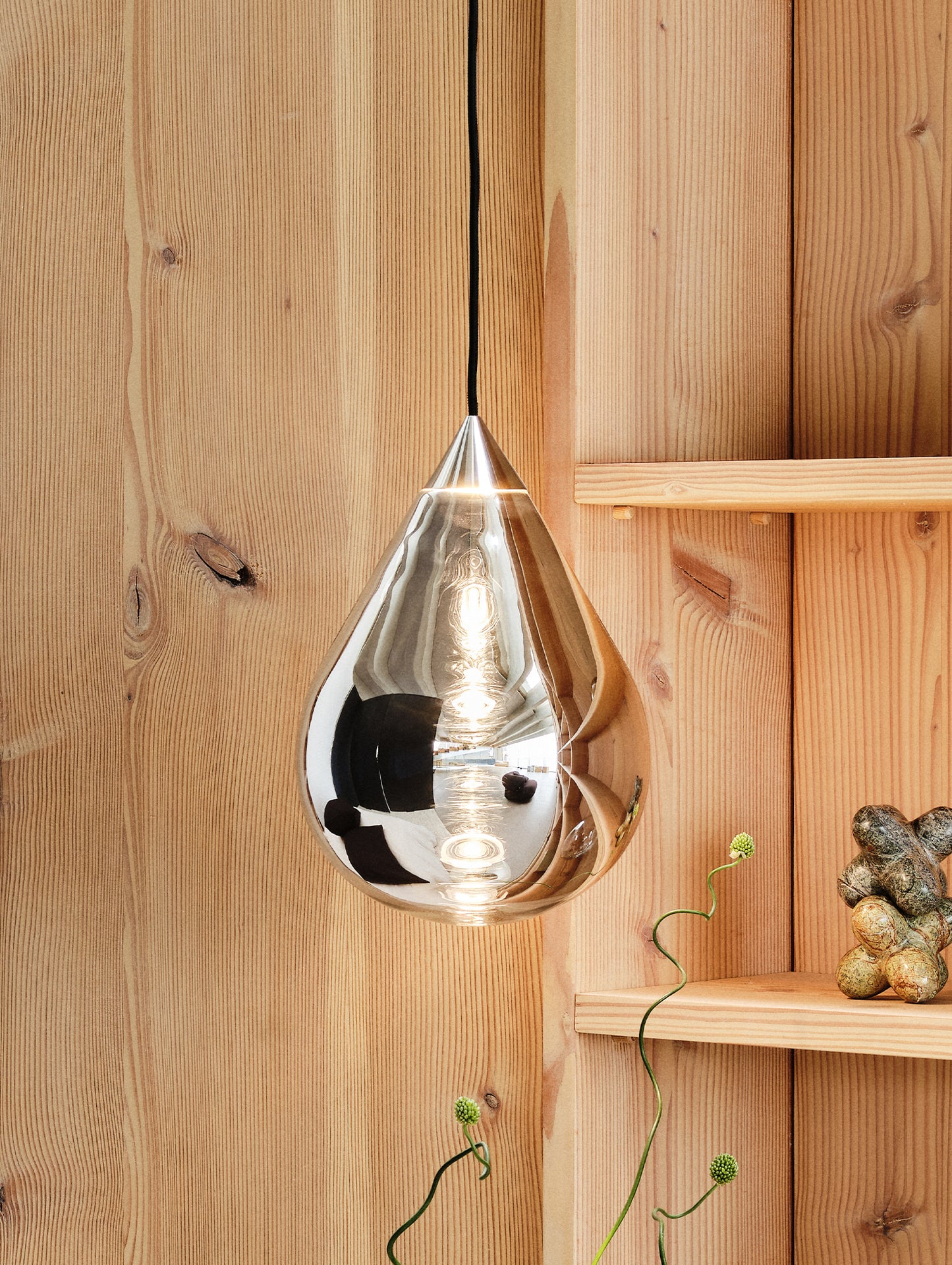 Flare Bead Silver LED Pendant Light by Tom Dixon