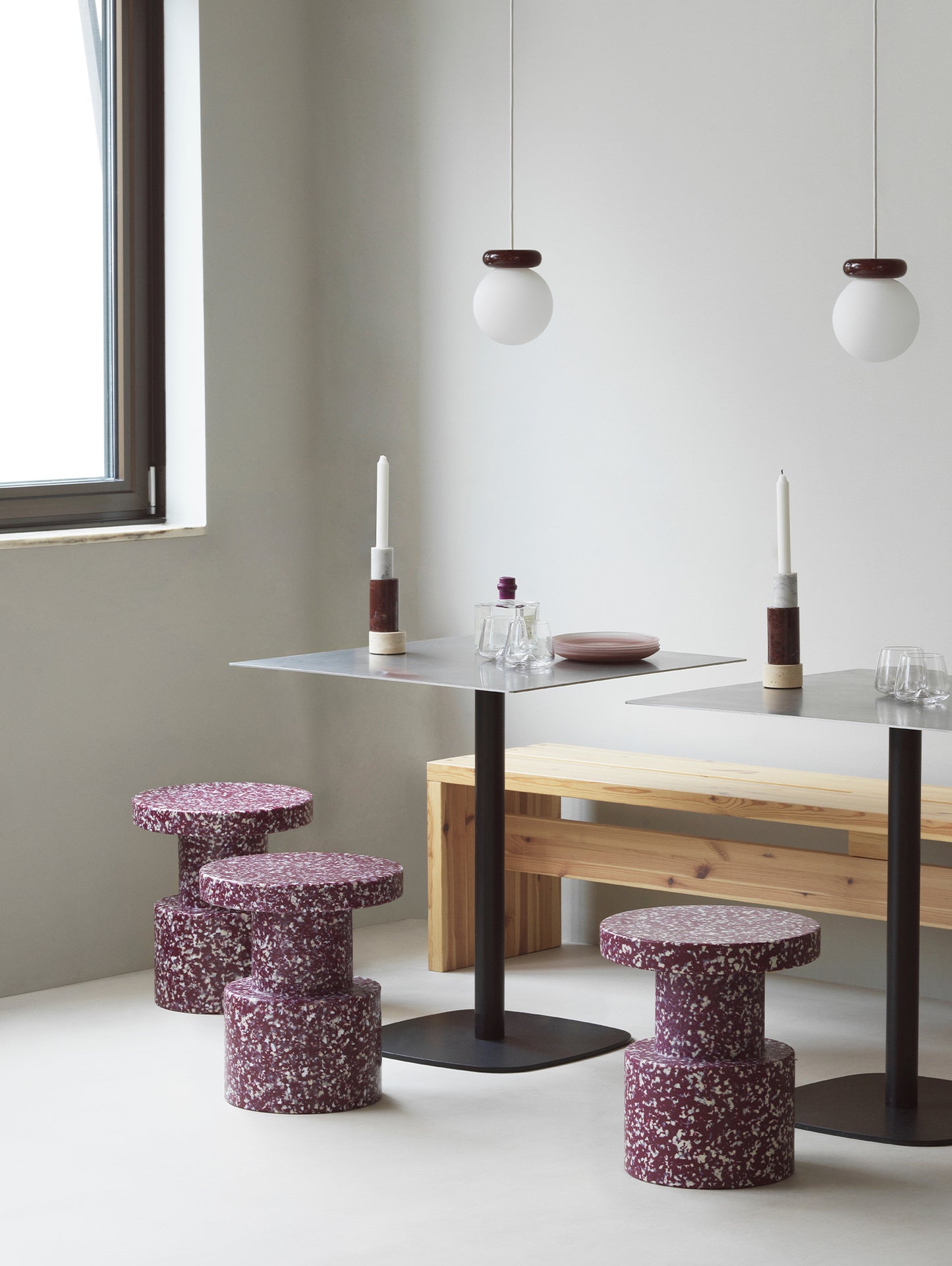 Bit Stool Column by Normann Copenhagen - Burgundy