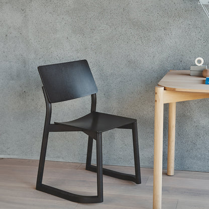 Panorama Chair with Runners by Karimoku New Standard - Matte Black Lacquered Oak