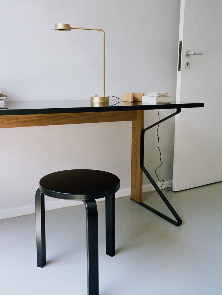 Kaari Desk by Artek - Black Gloss HPL Tabletop / Natural Oak Base