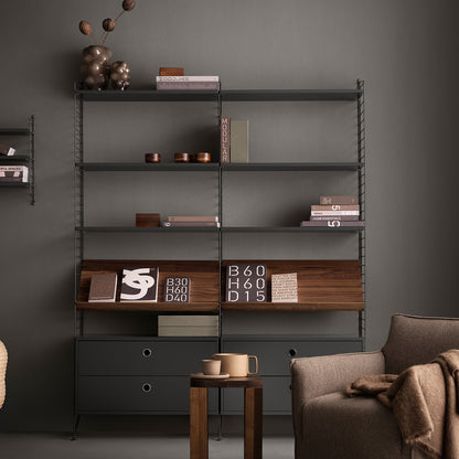 String System Chest with 2 Drawers by String - Wide / Dark Grey
