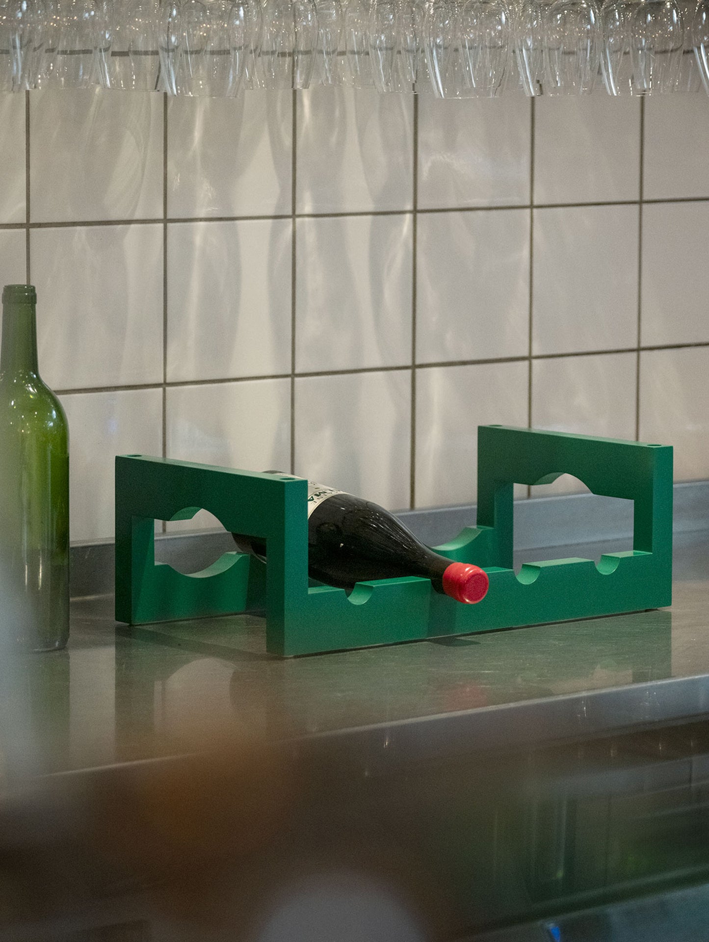 Silo Wine Rack by Massproductions - Pea Green Stained Ash