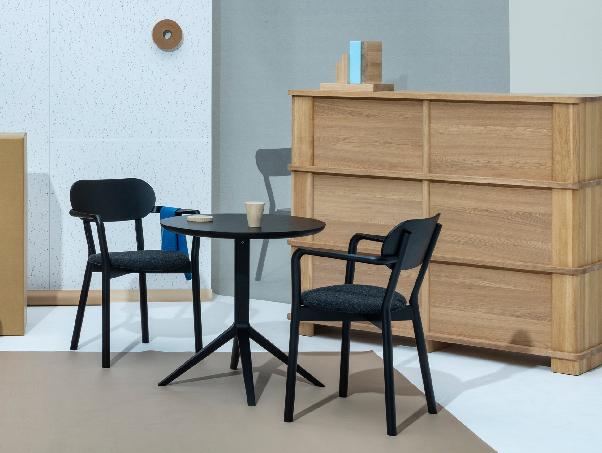 Scout Bistro Table by Karimoku New Standard - 60x60 / Grain Matte Black Lacquered Oak