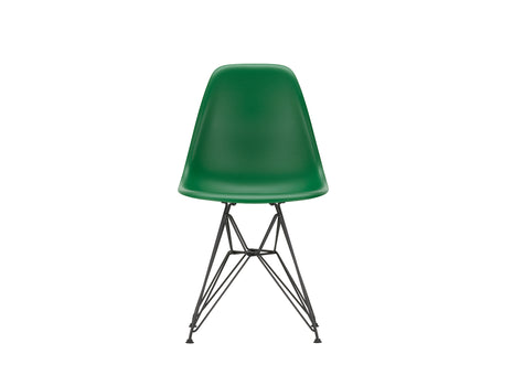 Eames DSR Plastic Side Chair (New Height) in Emerald RE with Basic Dark Base by Vitra