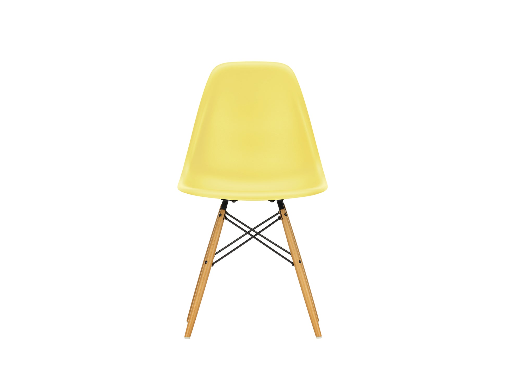 Vitra Eames DSW Plastic Side Chair - 92 Citron / Golden Maple