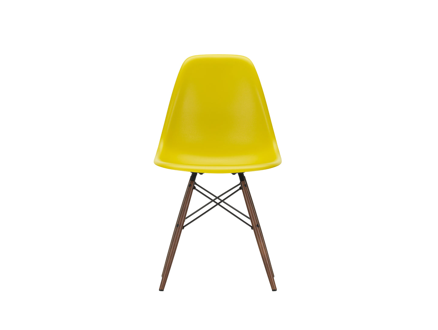 Vitra Eames DSW Plastic Side Chair - 34 Mustard / Dark Maple Base
