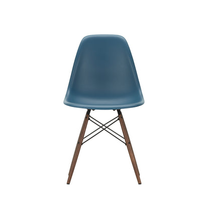 Vitra Eames DSW Plastic Side Chair - 83 Sea Blue / Dark Maple Base