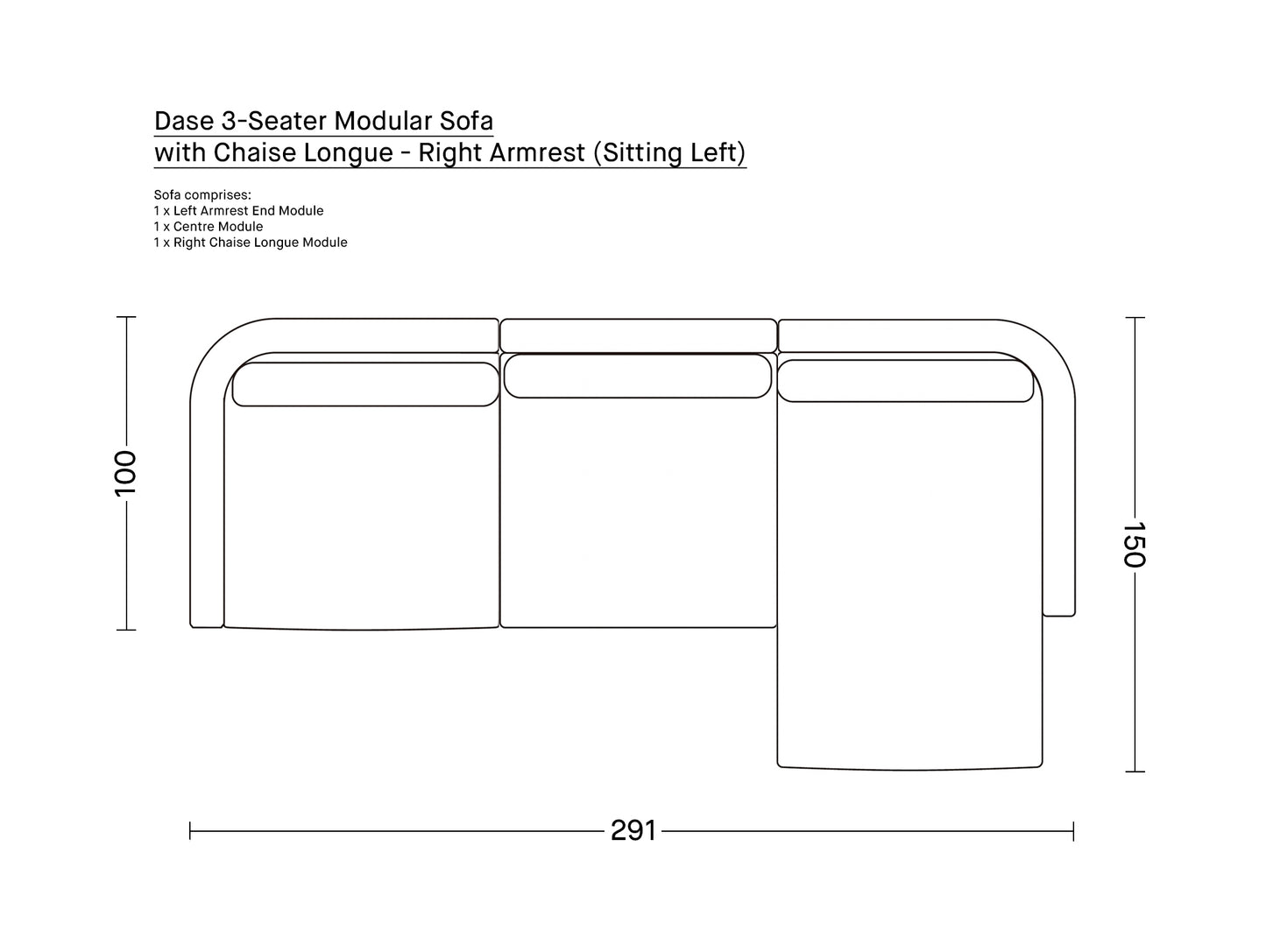 Dase 3-Seater Modular Sofa