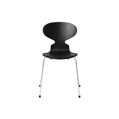Ant Chair 4 Legs by Fritz Hansen - Coloured Ash Veneer Shell / Chromed Steel Base / Coloured Black