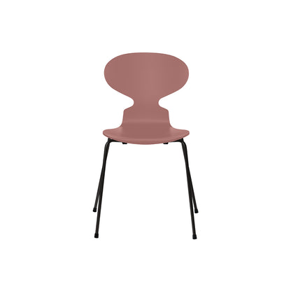 Ant Chair 4 Legs by Fritz Hansen - Lacquered Veneer Shell / Black Steel Base / Lacquered Wild Rose