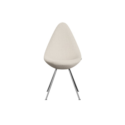 Drop Dining Chair 3110 by Fritz Hansen -  Chromed Steel / Karakorum Ivory 001