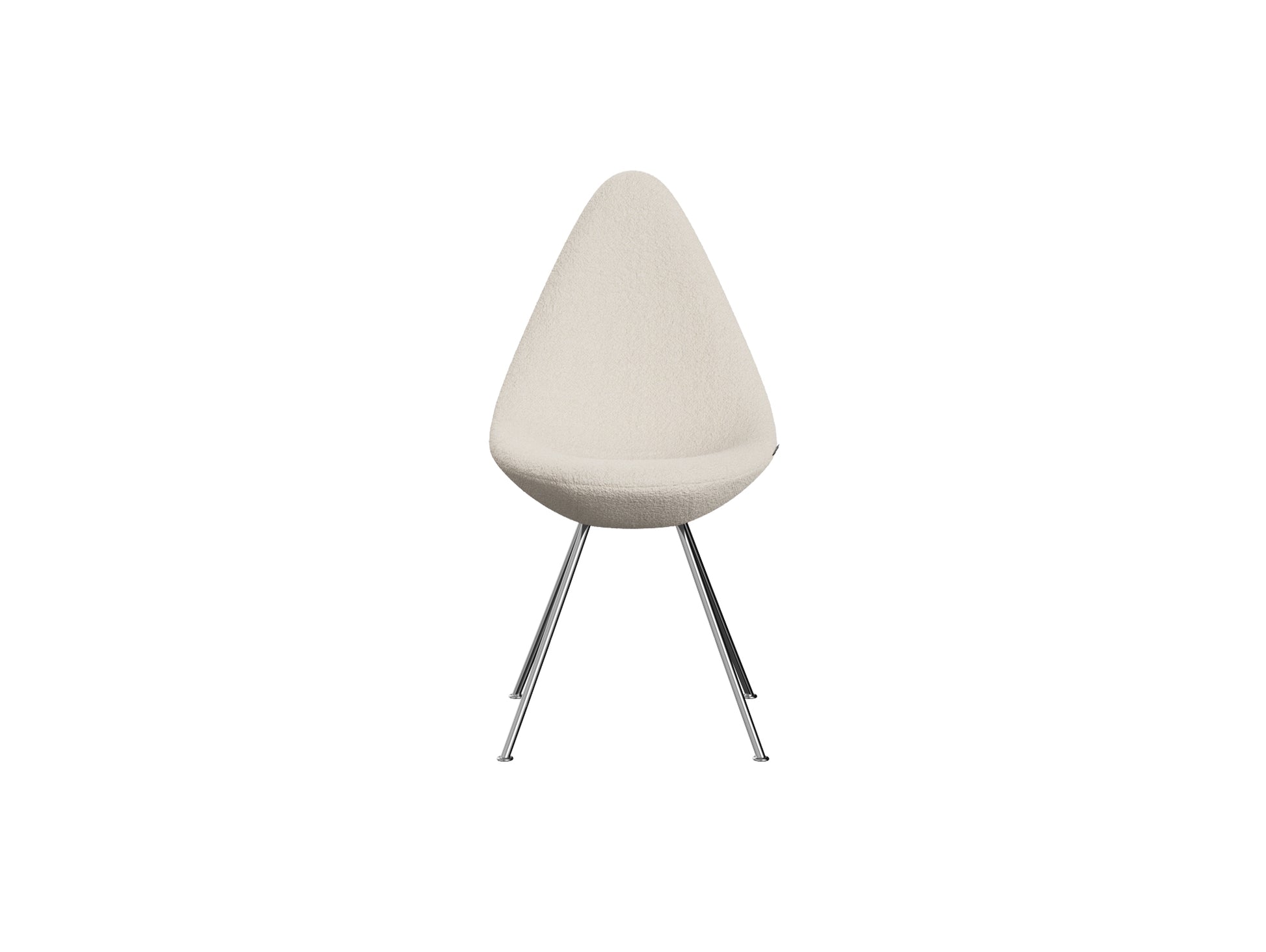 Drop Dining Chair 3110 by Fritz Hansen -  Chromed Steel / Karakorum Ivory 001