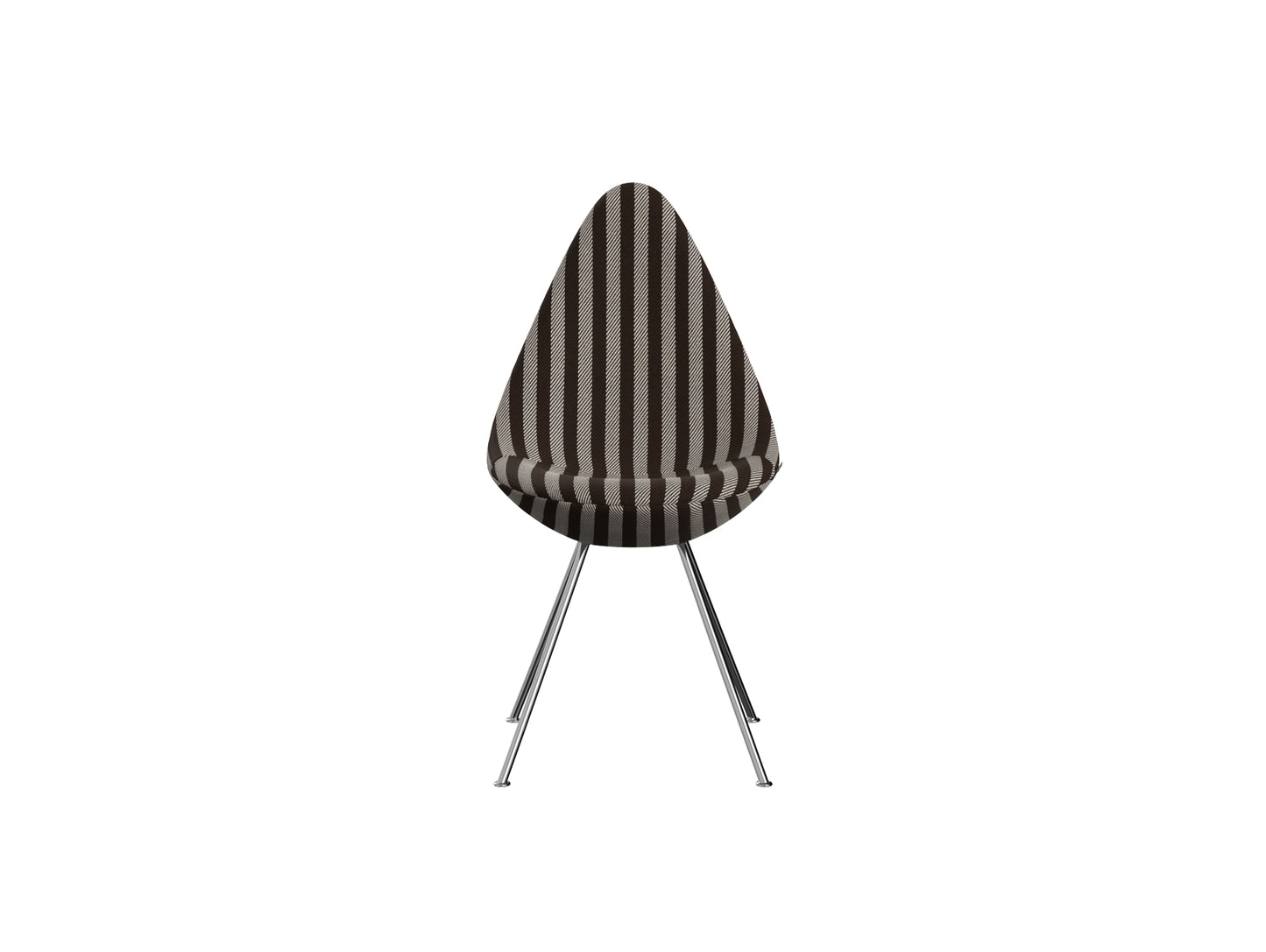 Drop Dining Chair 3110 by Fritz Hansen -  Chromed Steel / Voulez-Vous Brown & Beige