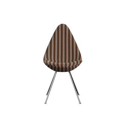 Drop Dining Chair 3110 by Fritz Hansen -  Chromed Steel / Voulez-Vous Terracotta & Beige