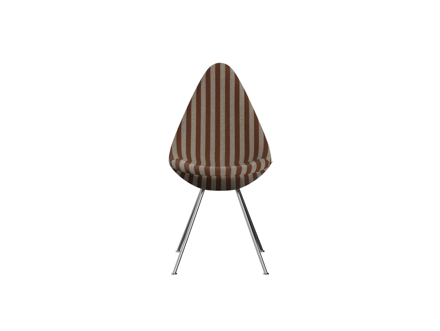Drop Dining Chair 3110 by Fritz Hansen -  Chromed Steel / Voulez-Vous Terracotta & Beige
