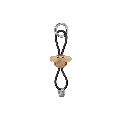 Monkey Silver Metal Keychain with Black Leather by Kay Bojesen