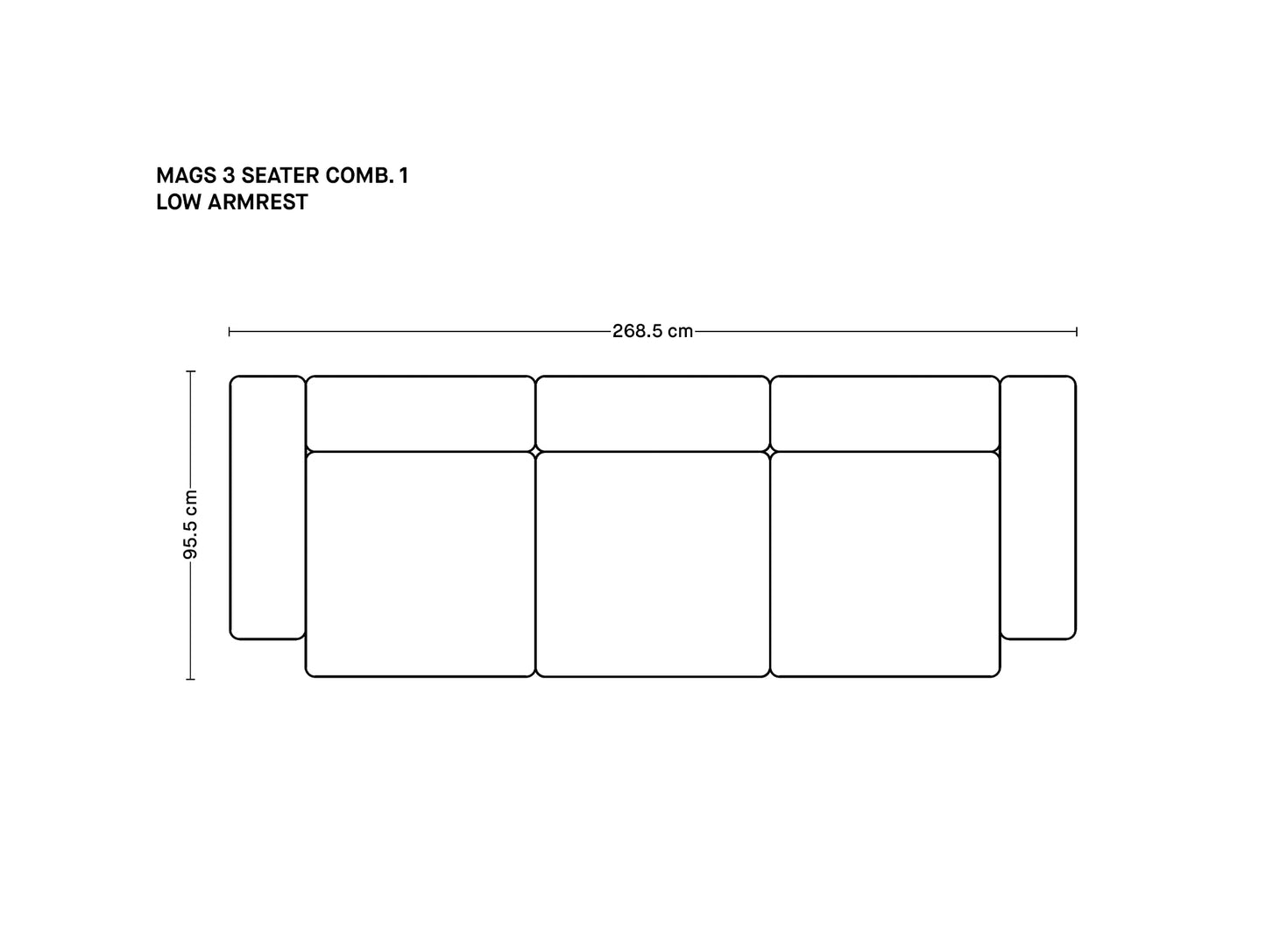 Mags 3 Seater Sofa (Low Armrest)