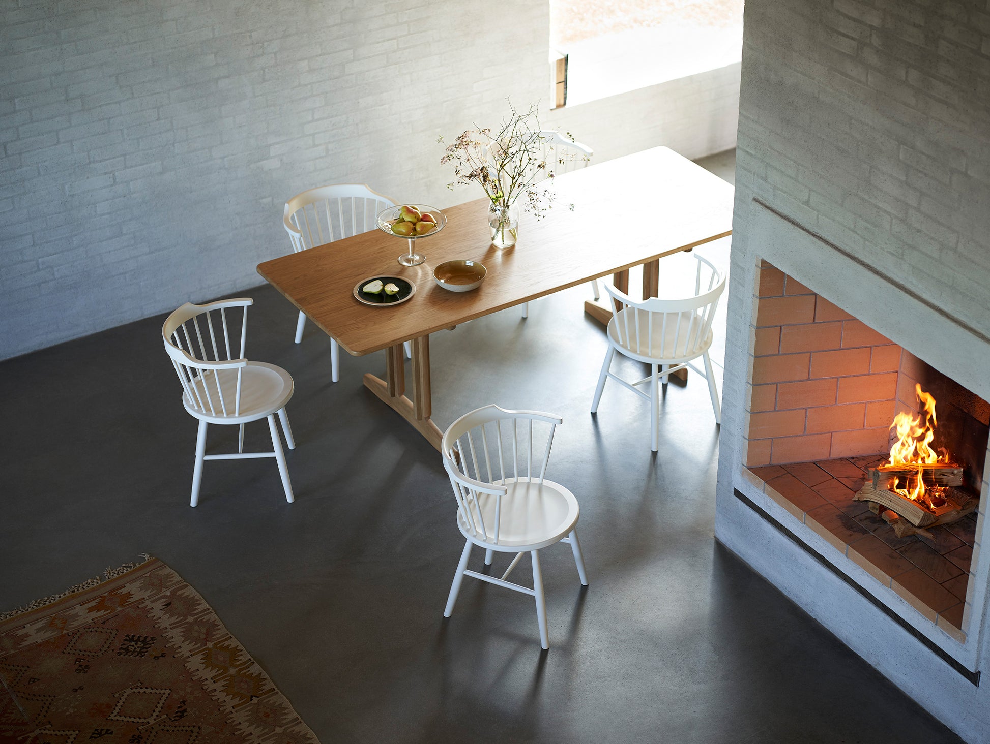 J18 Chair by FDB Mobler - Pure White Painted Beech