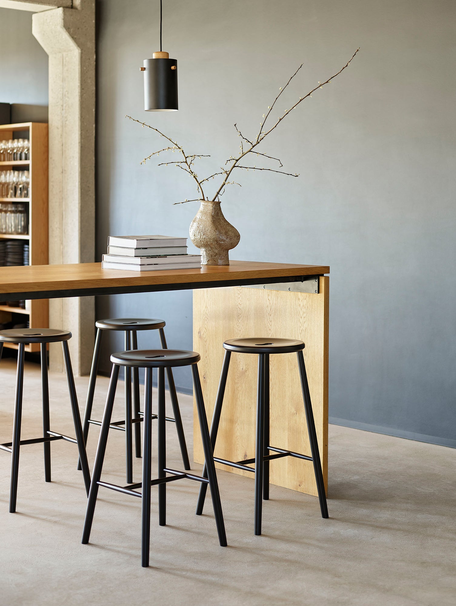 J27B Stool by FDB Mobler - Black Painted Beech