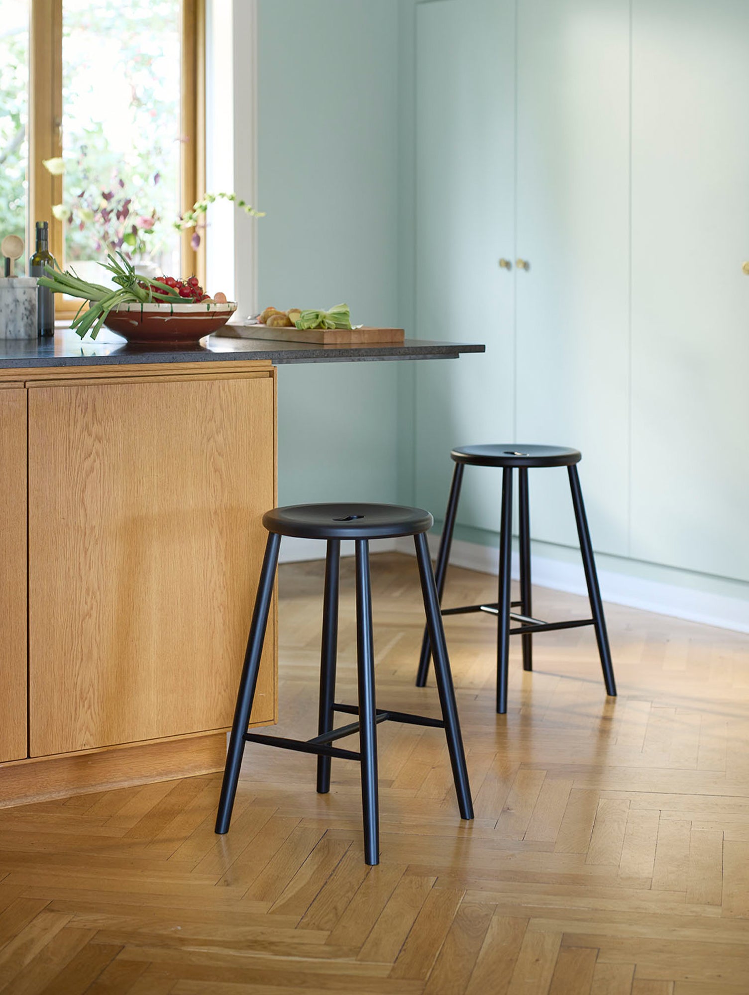 J27C Stool by FDB Mobler - Black Painted Beech